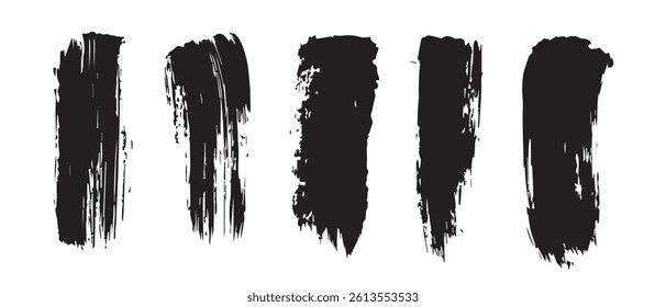 Pack of Black Grunge set of Brush Stroke Vector Collection