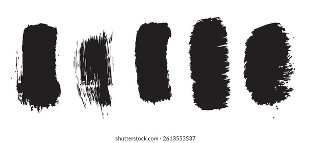 Pack of Black Grunge set of Brush Stroke Vector Collection