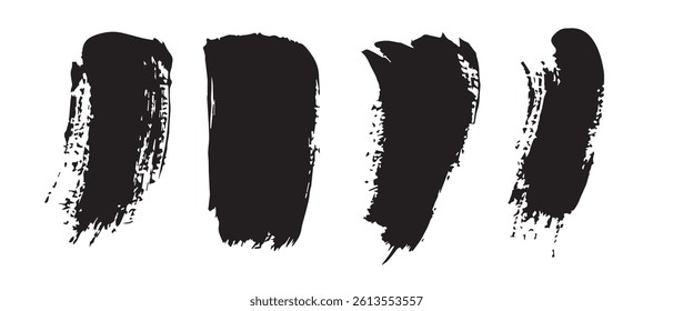 Pack of Black Grunge set of Brush Stroke Vector Collection