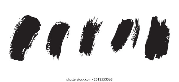 Pack of Black Grunge set of Brush Stroke Vector Collection