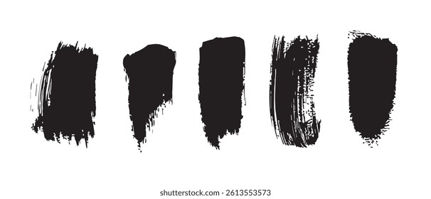 Pack of Black Grunge set of Brush Stroke Vector Collection