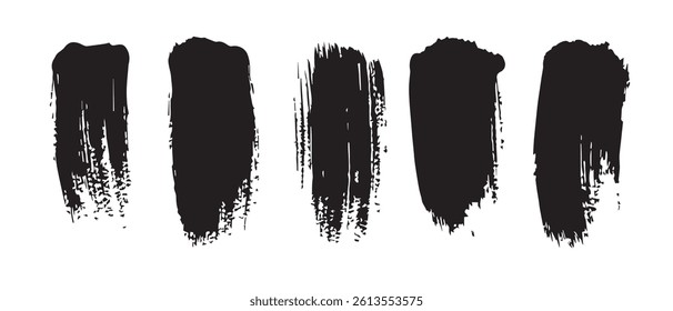 Pack of Black Grunge set of Brush Stroke Vector Collection