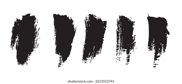 Pack of Black Grunge set of Brush Stroke Vector Collection