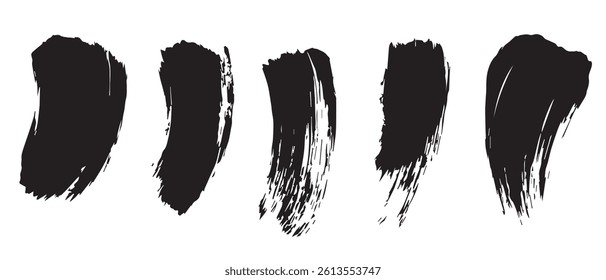 Pack of Black Grunge set of Brush Stroke Vector Collection