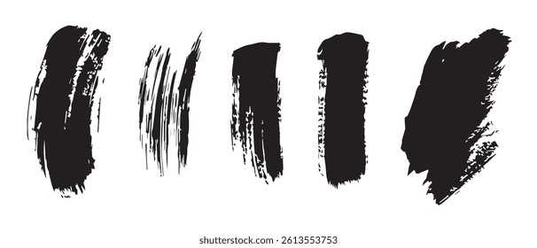 Pack of Black Grunge set of Brush Stroke Vector Collection