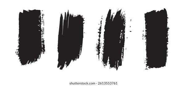 Pack of Black Grunge set of Brush Stroke Vector Collection