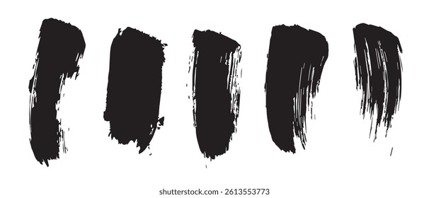 Pack of Black Grunge set of Brush Stroke Vector Collection