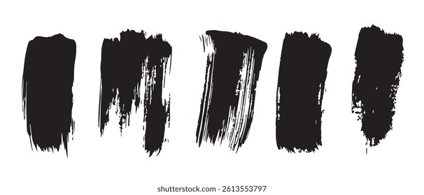 Pack of Black Grunge set of Brush Stroke Vector Collection