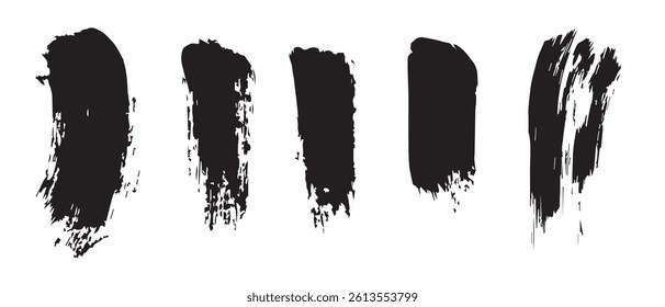 Pack of Black Grunge set of Brush Stroke Vector Collection