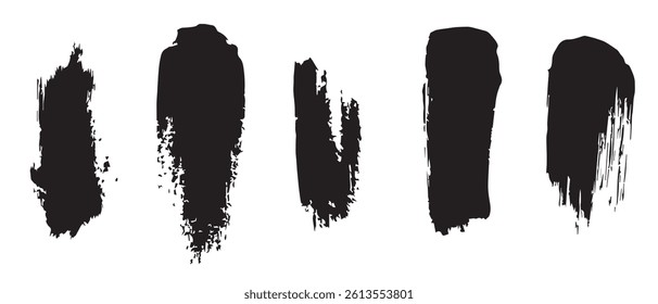 Pack of Black Grunge set of Brush Stroke Vector Collection
