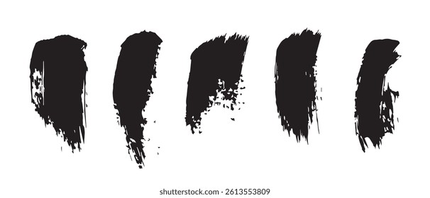 Pack of Black Grunge set of Brush Stroke Vector Collection