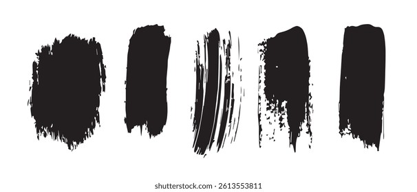 Pack of Black Grunge set of Brush Stroke Vector Collection