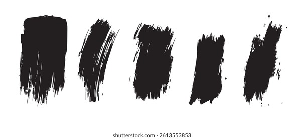 Pack of Black Grunge set of Brush Stroke Vector Collection