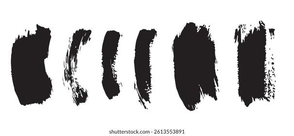 Pack of Black Grunge set of Brush Stroke Vector Collection