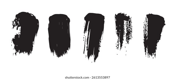 Pack of Black Grunge set of Brush Stroke Vector Collection