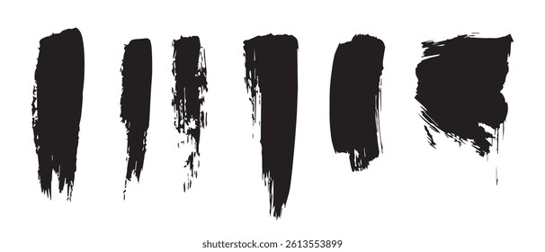 Pack of Black Grunge set of Brush Stroke Vector Collection