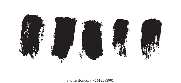 Pack of Black Grunge set of Brush Stroke Vector Collection