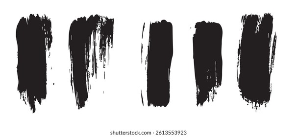Pack of Black Grunge set of Brush Stroke Vector Collection