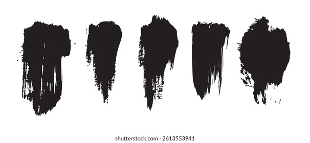 Pack of Black Grunge set of Brush Stroke Vector Collection