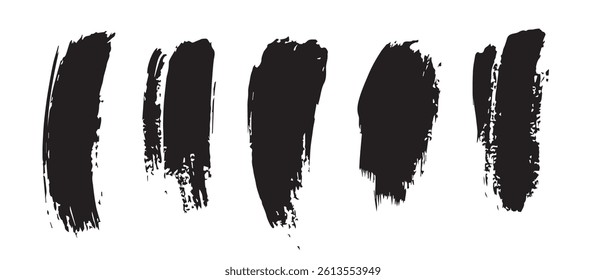 Pack of Black Grunge set of Brush Stroke Vector Collection
