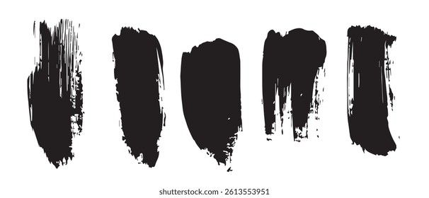 Pack of Black Grunge set of Brush Stroke Vector Collection