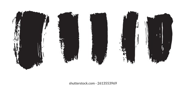 Pack of Black Grunge set of Brush Stroke Vector Collection