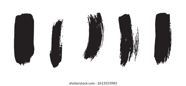 Pack of Black Grunge set of Brush Stroke Vector Collection