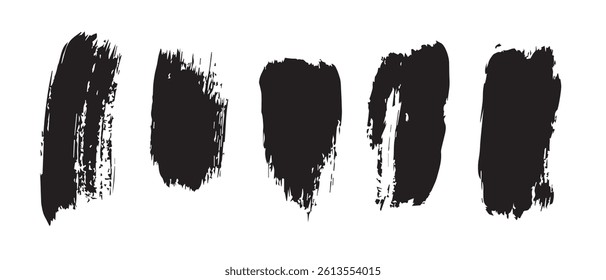 Pack of Black Grunge set of Brush Stroke Vector Collection