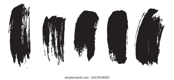 Pack of Black Grunge set of Brush Stroke Vector Collection