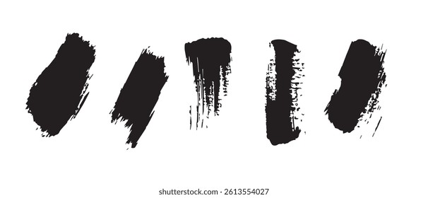 Pack of Black Grunge set of Brush Stroke Vector Collection