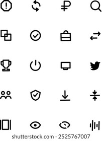 Pack of black technology and office browsing icons wireles and network connections