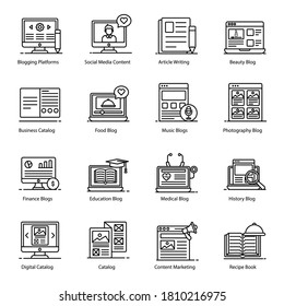 Pack of Blogging Line Icons 