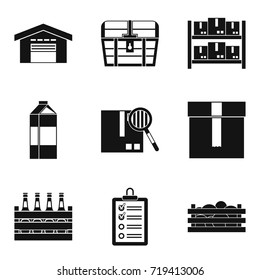 Pack in box icons set. Simple set of 9 pack in box vector icons for web isolated on white background