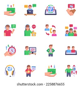Pack of BPO Services Flat Icons 

