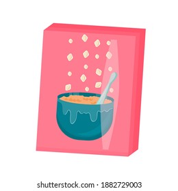 A pack of Breakfast cereal in cartoon style isolated on a white background. Vector illustration of a morning meal.