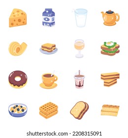 Pack of Breakfast Flat Icons 

