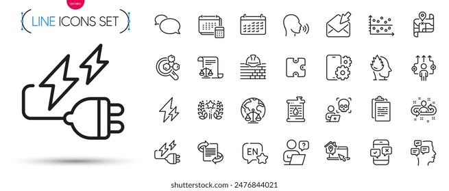 Pack of Build, Ranking and Electricity line icons. Include Chemistry lab, Account, Work home pictogram icons. Human sing, Oil barrel, Messages signs. Legal documents, Online question, Stress. Vector