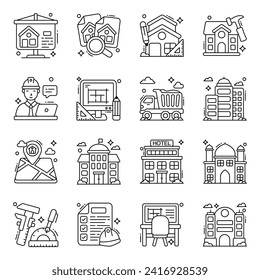 Pack of Building Linear Icons 


