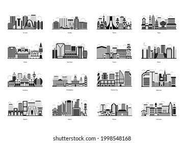 Pack of Buildings Glyph Illustrations 