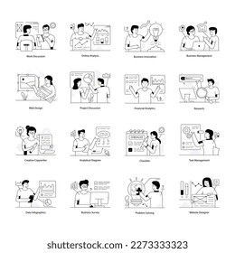 Ilustraciones de líneas de análisis de negocio 


