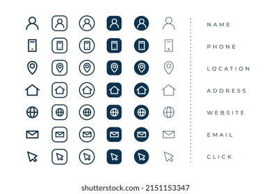 pack of business card icons set