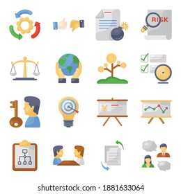 
Pack of Business and Data Flat Icons 