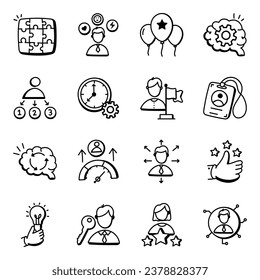 Pack of Business and Employment Doodle Icons

