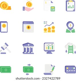 Pack of Business and Finance Flat Icons