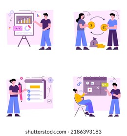 Flat Illustrations für Unternehmen und Finanzen
