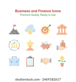 Pack of business and finance icons isolated on white background