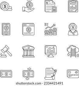 Pack of Business and Finance line Icons  Design