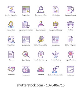 Pack of Of Business Flat Colored Line Icons