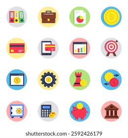 Pack of Business Flat Icon 
