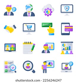 Paquete de iconos planos empresariales 

